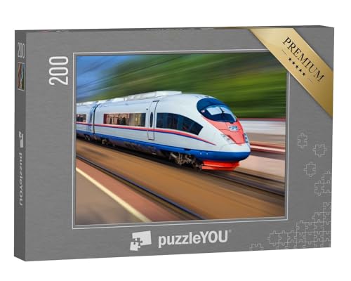 puzzleYOU: Puzzle 200 Teile „Moderner Nahverkehrszug: Bewegung auf dem Gleis“ – aus der Puzzle-Kollektion Eisenbahn von puzzleYOU