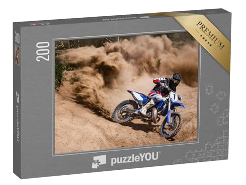 puzzleYOU: Puzzle 200 Teile „Motocross-Fahrer beim Drift durch Sand“ – aus der Puzzle-Kollektion Sport, Menschen von puzzleYOU