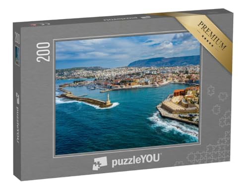 puzzleYOU: Puzzle 200 Teile „Panoramablick von Oben auf die Stadt Chania, Insel Kreta, Griechenland“ – aus der Puzzle-Kollektion Kreta von puzzleYOU
