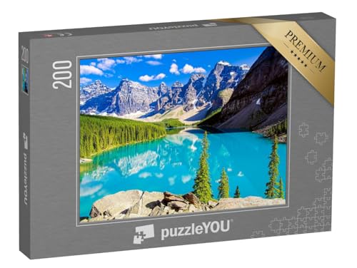 puzzleYOU: Puzzle 200 Teile „Schöner Bergsee im Naturtal im Sommer“ – aus der Puzzle-Kollektion Seen, Bergseen, Berge & Täler, Flüsse & Seen von puzzleYOU