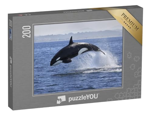 puzzleYOU: Puzzle 200 Teile „Schwertwal, Orcinus Orca, beim Sprung aus dem Wasser“ – aus der Puzzle-Kollektion Wale von puzzleYOU