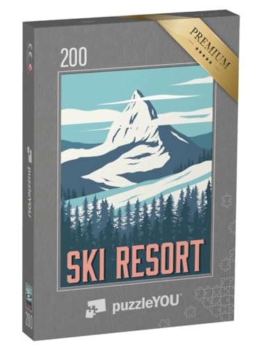 puzzleYOU: Puzzle 200 Teile „Ski-Resort Schweiz - Vintage Illustration“ puzzleYOU: Puzzle 200 Teile „Ski-Resort Schweiz - Vintage Illustration“ von puzzleYOU