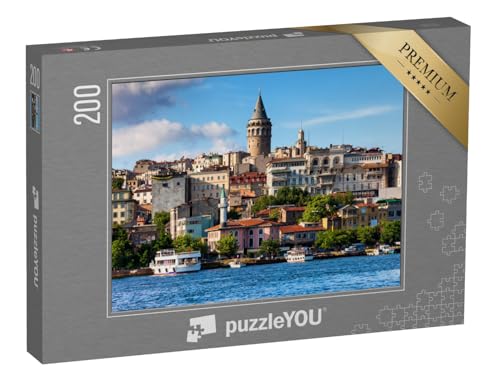 puzzleYOU: Puzzle 200 Teile „Skyline von Istanbul, alte Häuser im Stadtteil Beyoglu mit Galata-Turm“ von puzzleYOU