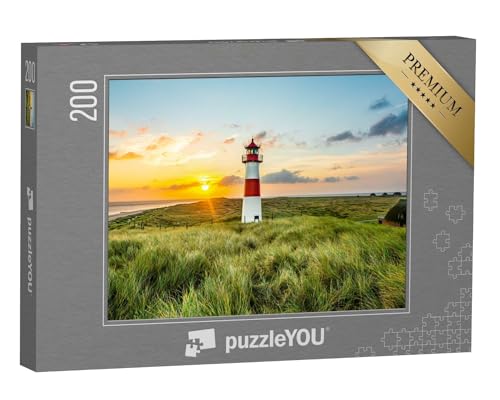 puzzleYOU: Puzzle 200 Teile „Sonnenaufgang am Leuchtturm in List auf der Insel Sylt“ – aus der Puzzle-Kollektion Sylt, Natur, Nordsee, Leuchttürme von puzzleYOU
