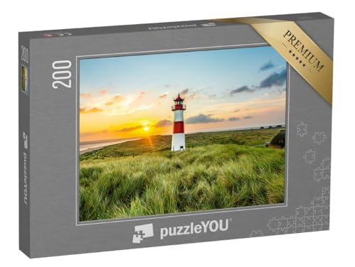 puzzleYOU: Puzzle 200 Teile „Sonnenaufgang am Leuchtturm in List auf der Insel Sylt“ – aus der Puzzle-Kollektion Sylt, Natur, Nordsee, Leuchttürme von puzzleYOU