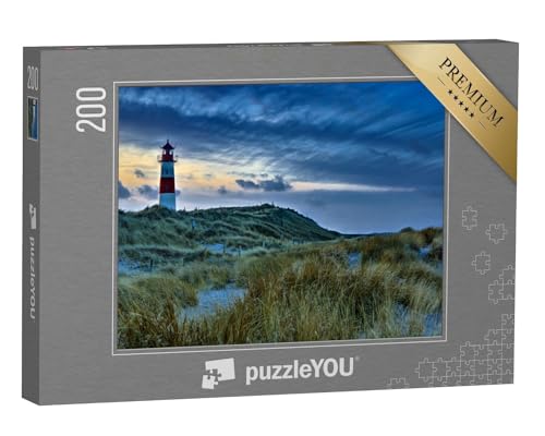 puzzleYOU: Puzzle 200 Teile „Sonnenuntergang am Leuchtturm auf Sylt, List, Deutschland“ – aus der Puzzle-Kollektion Deutschland, Niedersachsen von puzzleYOU
