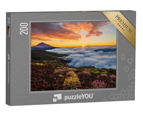 puzzleYOU: Puzzle 200 Teile „Sonnenuntergang über den Wolken im Vulkan-Nationalpark Teide, Teneriffa“ – aus der Puzzle-Kollektion Teneriffa von puzzleYOU
