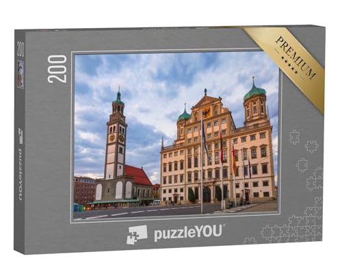 puzzleYOU: Puzzle 200 Teile „Stadtbild von Augsburg mit Perlachturm und Augsburger Rathaus“ – aus der Puzzle-Kollektion Deutsche Städte von puzzleYOU