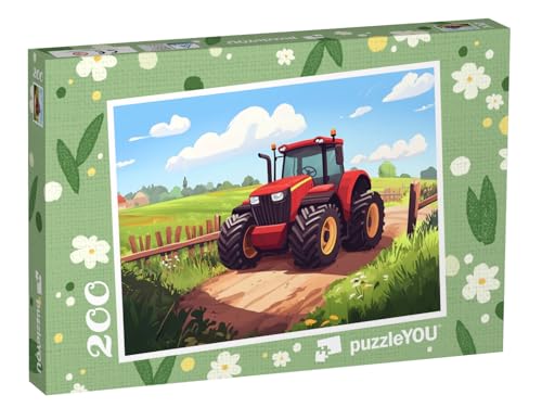 puzzleYOU: Puzzle 200 Teile „Traktorfahrt bei Sonnenschein“ – aus der Puzzle-Kollektion Kinderpuzzle von puzzleYOU
