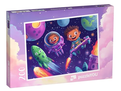 puzzleYOU: Puzzle 200 Teile „Weltraumgeschichten für kleine Entdecker“ – aus der Puzzle-Kollektion Kinderpuzzle von puzzleYOU