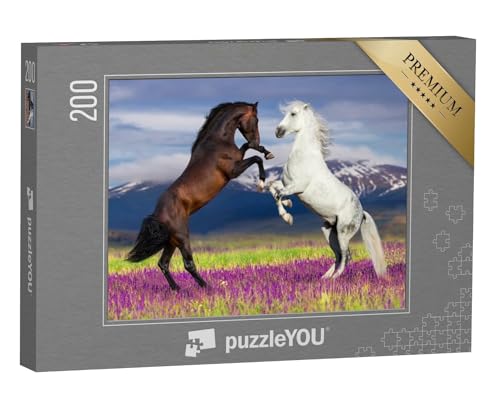puzzleYOU: Puzzle 200 Teile „Wilde Schönheit: Zwei tanzende Pferde“ – aus der Puzzle-Kollektion Tiere von puzzleYOU