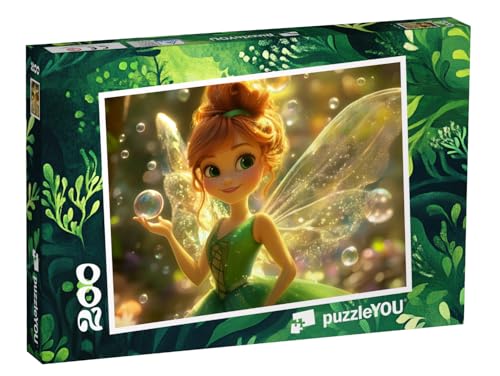 puzzleYOU: Puzzle 200 Teile „Zauberhafte Fee im grünen Kleid und Flügeln“ – aus der Puzzle-Kollektion Kinderpuzzle von puzzleYOU