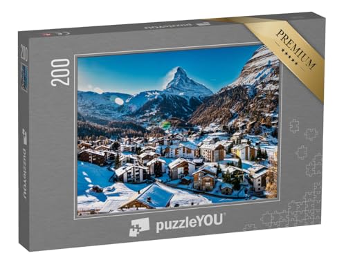 puzzleYOU: Puzzle 200 Teile „Zermatt und Matterhorn, Schweiz“ – aus der Puzzle-Kollektion Europa, Regionen, Berge & Täler von puzzleYOU