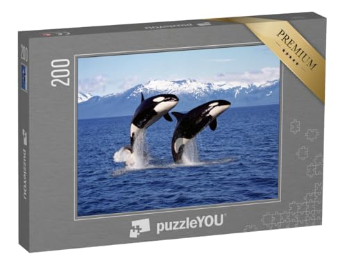 puzzleYOU: Puzzle 200 Teile „Zwei Killerwale springen aus dem Wasser vor Einer Berglandschaft“ – aus der Puzzle-Kollektion Wale puzzleYOU: Puzzle 200 Teile „Zwei Killerwale springen aus dem Wasser vor Einer Berglandschaft“ – aus der Puzzle-Kollektion Wale von puzzleYOU