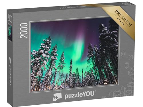 puzzleYOU: Puzzle 2000 Teile „Aurora Borealis: Polarllichter über Norwegen“ – aus der Puzzle-Kollektion Natur, Nordlichter von puzzleYOU