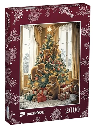 puzzleYOU: Puzzle 2000 Teile „Bärenkinder Spielen im Christbaum“ – aus der Puzzle-Kollektion Weihnachten von puzzleYOU