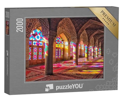 puzzleYOU: Puzzle 2000 Teile „Bunte Glasfenster der Nasir al-Mulk Moschee in Shiraz, Iran“ – aus der Puzzle-Kollektion Iran, Asien, Aus Aller Welt von puzzleYOU