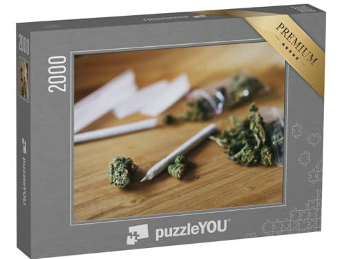 puzzleYOU: Puzzle 2000 Teile „Cannabis: Joint auf dem Tisch“ von puzzleYOU