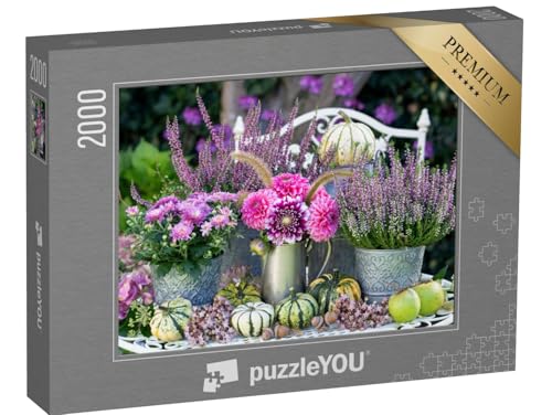 puzzleYOU: Puzzle 2000 Teile „Gartendekoration aus rosa Dahlien, Herbstblumen und Kürbissen“ – aus der Puzzle-Kollektion Garten puzzleYOU: Puzzle 2000 Teile „Gartendekoration aus rosa Dahlien, Herbstblumen und Kürbissen“ – aus der Puzzle-Kollektion Garten von puzzleYOU