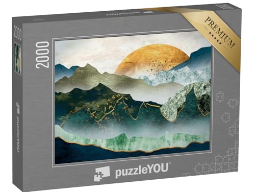 puzzleYOU: Puzzle 2000 Teile „Grün-goldene Berge bei Sonnenuntergang, Vogelschwarm“ puzzleYOU: Puzzle 2000 Teile „Grün-goldene Berge bei Sonnenuntergang, Vogelschwarm“ von puzzleYOU