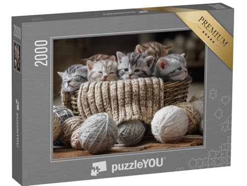 puzzleYOU: Puzzle 2000 Teile „Gruppe von kleinen gestreiften Kätzchen“ – aus der Puzzle-Kollektion Katzen-Puzzles von puzzleYOU