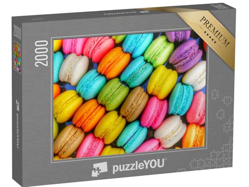 puzzleYOU: Puzzle 2000 Teile „Kleine Bunte Köstlichkeiten: Französische Macarons“ – aus der Puzzle-Kollektion Kuchen, Essen und Trinken von puzzleYOU