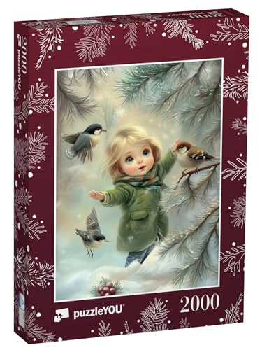 puzzleYOU: Puzzle 2000 Teile „Kleines Mädchen im Winterwald“ – aus der Puzzle-Kollektion Weihnachten von puzzleYOU