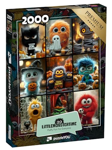 puzzleYOU: Puzzle 2000 Teile „LITTLEMONSTERTIME: Halloween Collage“ von puzzleYOU