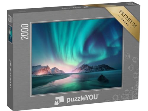 puzzleYOU: Puzzle 2000 Teile „Polarlicht über dem Meer und schneebedeckte Berge“ – aus der Puzzle-Kollektion Arktis, Nordlichter puzzleYOU: Puzzle 2000 Teile „Polarlicht über dem Meer und schneebedeckte Berge“ – aus der Puzzle-Kollektion Arktis, Nordlichter von puzzleYOU