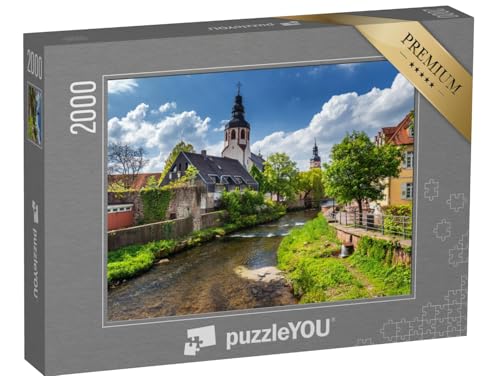 puzzleYOU: Puzzle 2000 Teile „Schwarzwald, Baden-Württemberg: Kleines Flüsschen ALB in Ettlingen“ – aus der Puzzle-Kollektion Deutschland von puzzleYOU