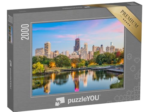 puzzleYOU: Puzzle 2000 Teile „Skyline von Chicago vom Lincoln Park aus, USA“ – aus der Puzzle-Kollektion Amerika, Chicago, Amerikanische Städte von puzzleYOU