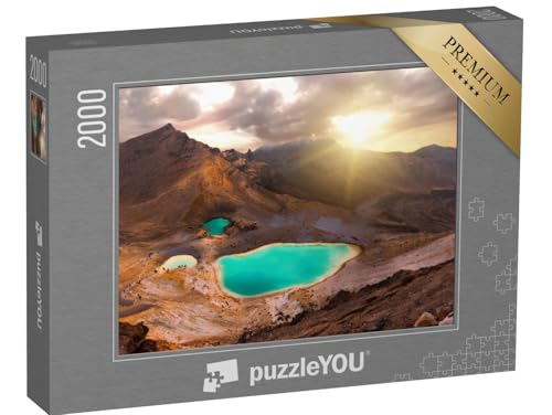 puzzleYOU: Puzzle 2000 Teile „Sonnenaufgang über den Emerald Lakes, Tongariro National Park, Neuseeland“ – aus der Puzzle-Kollektion Neuseeland von puzzleYOU