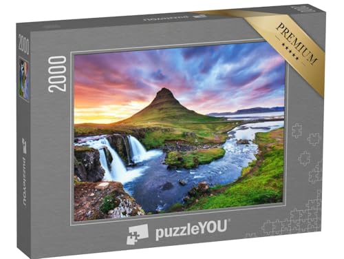 puzzleYOU: Puzzle 2000 Teile „Sonnenuntergang am Berg Kirkjufell, Island“ – aus der Puzzle-Kollektion Natur, Regionen, Skandinavien von puzzleYOU