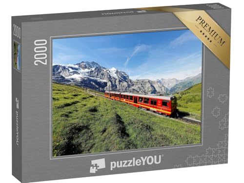 puzzleYOU: Puzzle 2000 Teile „Zahnradzug: Die Jungfraubahn vom Jungfraujoch zur Kleinen Scheidegg“ – aus der Puzzle-Kollektion Lokomotive von puzzleYOU