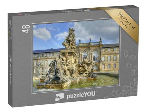 puzzleYOU: Puzzle 48 Teile „Bayreuth - Brunnen und Neues Schloss, Deutschland“ – aus der Puzzle-Kollektion Bayreuth von puzzleYOU