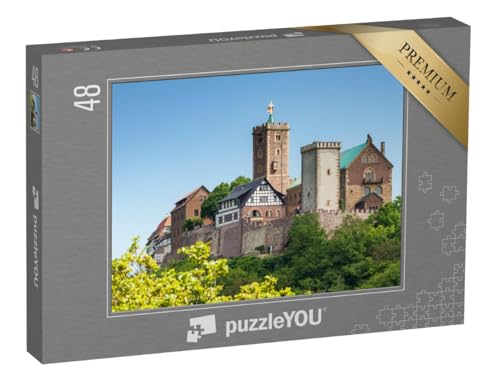 puzzleYOU: Puzzle 48 Teile „Blick auf die berühmte Wartburg - EIN Weltkulturerbe, Thüringen, Deutschland“ – aus der Puzzle-Kollektion Burgen, Wartburg, Thüringen von puzzleYOU