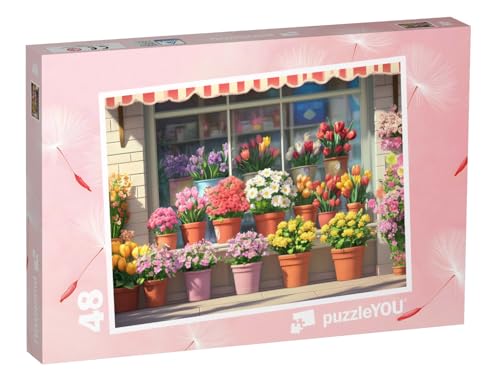 puzzleYOU: Puzzle 48 Teile „Bunte Blumen im kleinen Laden“ – aus der Puzzle-Kollektion Kinderpuzzle von puzzleYOU