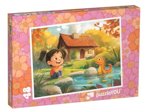 puzzleYOU: Puzzle 48 Teile „Das Mädchen und Ihr Kleiner Drache im Märchenland“ – aus der Puzzle-Kollektion Kinderpuzzle von puzzleYOU