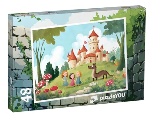 puzzleYOU: Puzzle 48 Teile „Das Zauberschloss des kleinen Drachens“ – aus der Puzzle-Kollektion Kinderpuzzle von puzzleYOU
