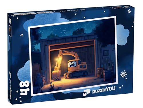 puzzleYOU: Puzzle 48 Teile „Der kleine Bagger geht schlafen“ – aus der Puzzle-Kollektion Kinderpuzzle von puzzleYOU