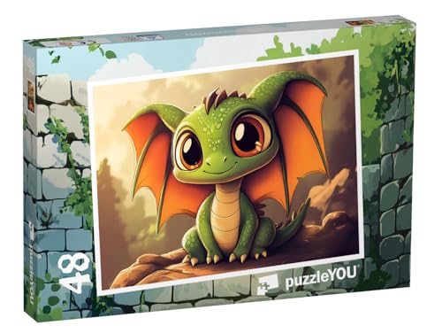 puzzleYOU: Puzzle 48 Teile „Der kleine Drache und das Geheimnis des Feuers“ von puzzleYOU