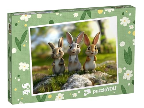 puzzleYOU: Puzzle 48 Teile „Der kleine Hase und die große Freundschaft“ – aus der Puzzle-Kollektion Kinderpuzzle von puzzleYOU