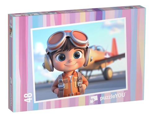 puzzleYOU: Puzzle 48 Teile „Der mutige kleine Pilot“ von puzzleYOU