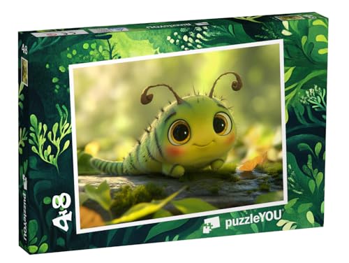 puzzleYOU: Puzzle 48 Teile „Die Abenteuer der kleinen Kulleraugen-Raupe“ – aus der Puzzle-Kollektion Kinderpuzzle von puzzleYOU