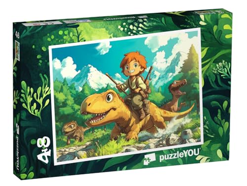 puzzleYOU: Puzzle 48 Teile „Die Welt der Dinosaurier entdecken“ – aus der Puzzle-Kollektion Kinderpuzzle von puzzleYOU