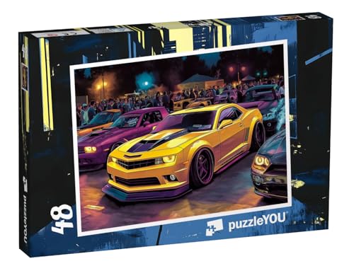 puzzleYOU: Puzzle 48 Teile „Die verrückte Rennautoshow“ – aus der Puzzle-Kollektion Kinderpuzzle von puzzleYOU