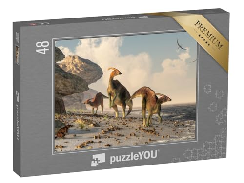 puzzleYOU: Puzzle 48 Teile „Eine 3D-Illustration: DREI Parasaurolophus“ – aus der Puzzle-Kollektion Dinosaurier puzzleYOU: Puzzle 48 Teile „Eine 3D-Illustration: DREI Parasaurolophus“ – aus der Puzzle-Kollektion Dinosaurier von puzzleYOU