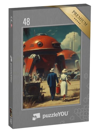 puzzleYOU: Puzzle 48 Teile „Futuristische Raumstation der 70er“ – aus der Puzzle-Kollektion Nostalgie von puzzleYOU