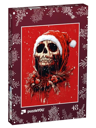 puzzleYOU: Puzzle 48 Teile „Gruseliger Totenkopf im Santa Claus Kostüm“ – aus der Puzzle-Kollektion Weihnachten puzzleYOU: Puzzle 48 Teile „Gruseliger Totenkopf im Santa Claus Kostüm“ – aus der Puzzle-Kollektion Weihnachten von puzzleYOU