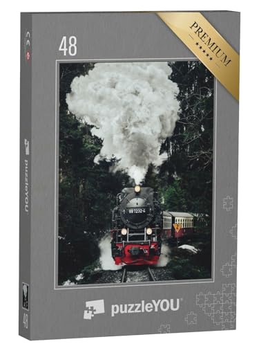 puzzleYOU: Puzzle 48 Teile „Historische Dampflokomotive“ – aus der Puzzle-Kollektion Eisenbahn, Lokomotive von puzzleYOU